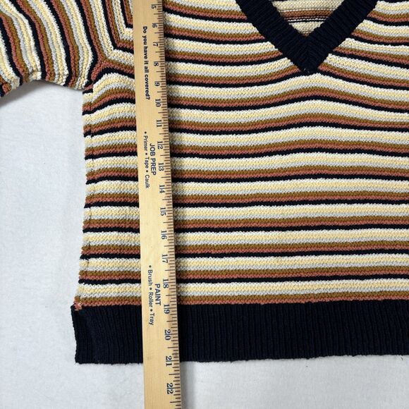 MADEWELL Arden Sweater Women’s M Striped V Neck Cropped Pullover - Picture 6 of 7